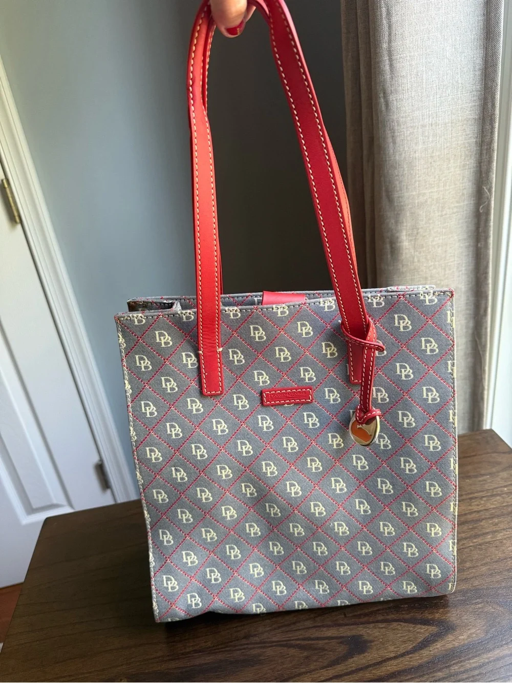 Dooney & Bourke Red Trim Monogram Tote